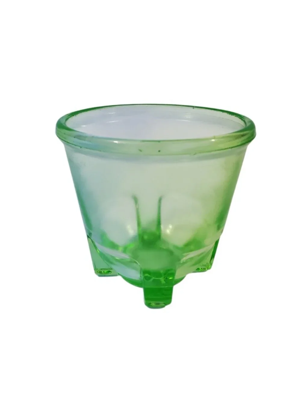 Vintage Anchor Hocking 16 Oz Green Uranium Vaseline Glass Hand Mixer Bowl Glows